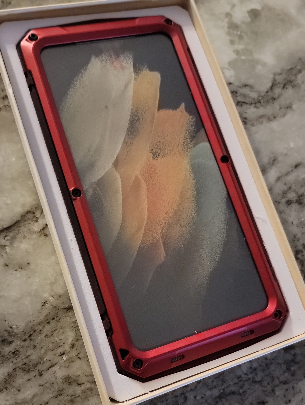 NIB Caseles Samsung S21 Ultra Red Metal Protective Phone Bumper Case